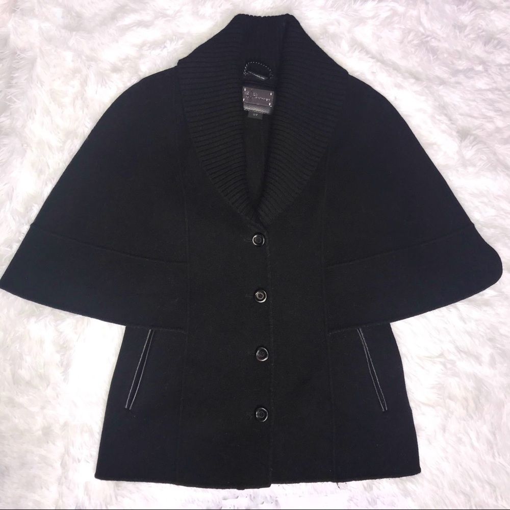 Mackage Delia Lightweight Cape, Wool, Leather